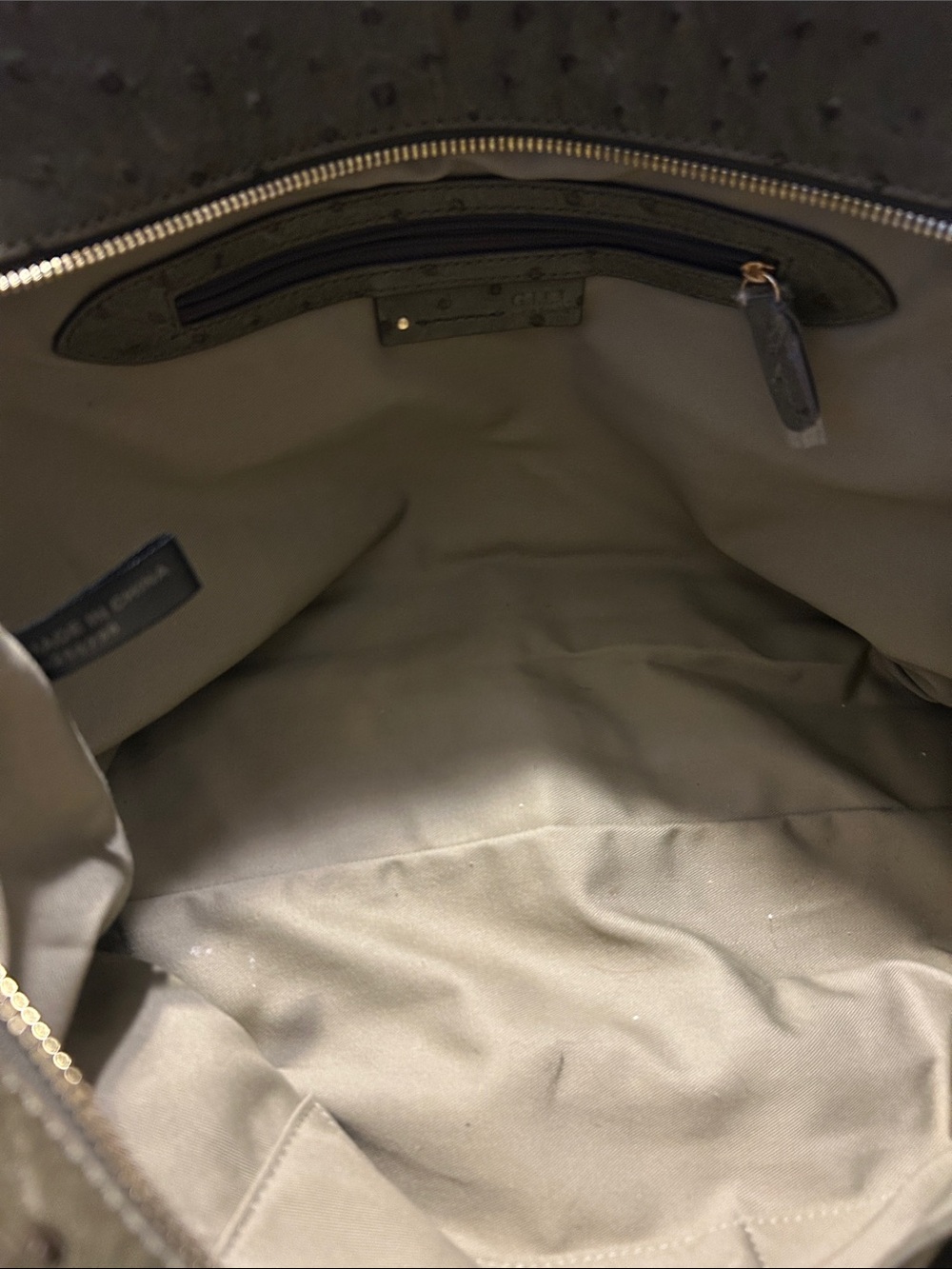G.I.L.I. Olive Green Ostrich-Embossed Satchel with Tassel - Picture 15 of 16